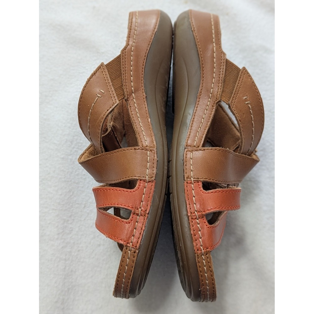 clarks Cecily Slide Tan Combination Sandals Comfort Sz 7 Slip On Leather - Picture 6 of 9